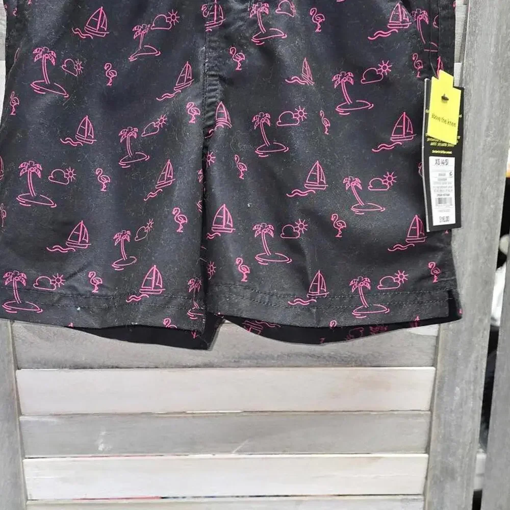 Boys' Pink Icon Print Swim Trunks | Art Class | X Small (4/5)